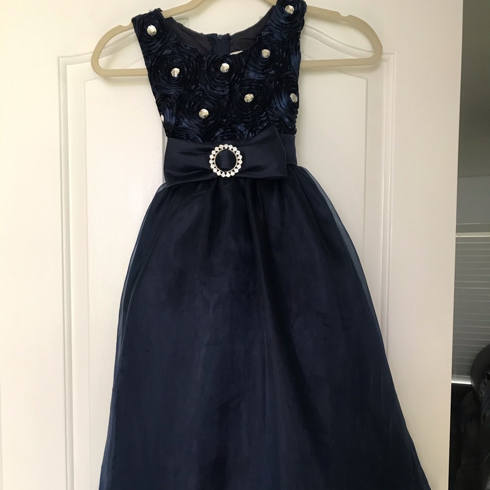 Girls navy blue occasion dress size 9/10